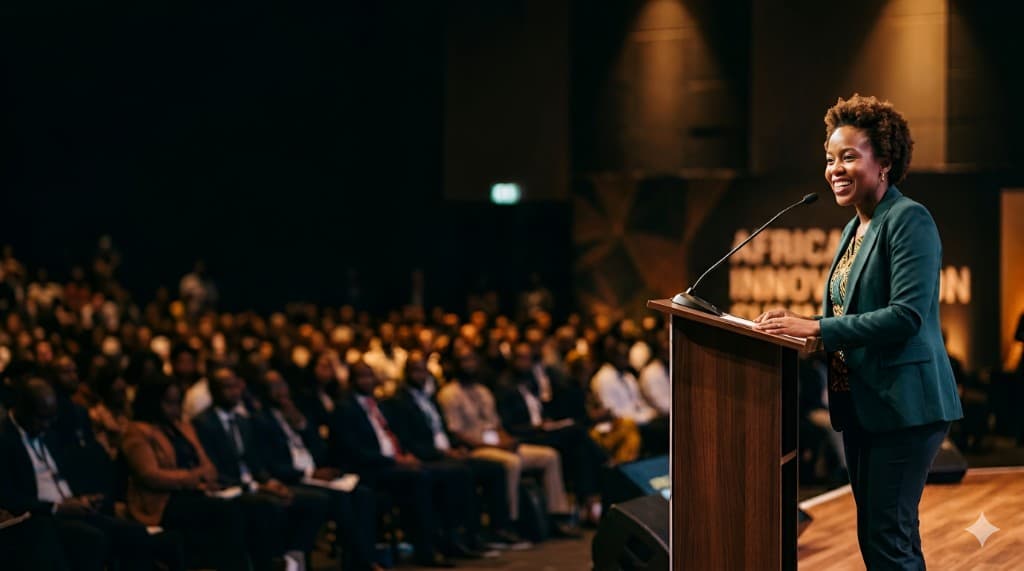 African keynote speaker at a Youth Plus Festival session