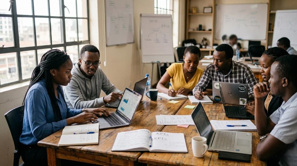 African founders collaborating during a strategy workshop in Nairobi